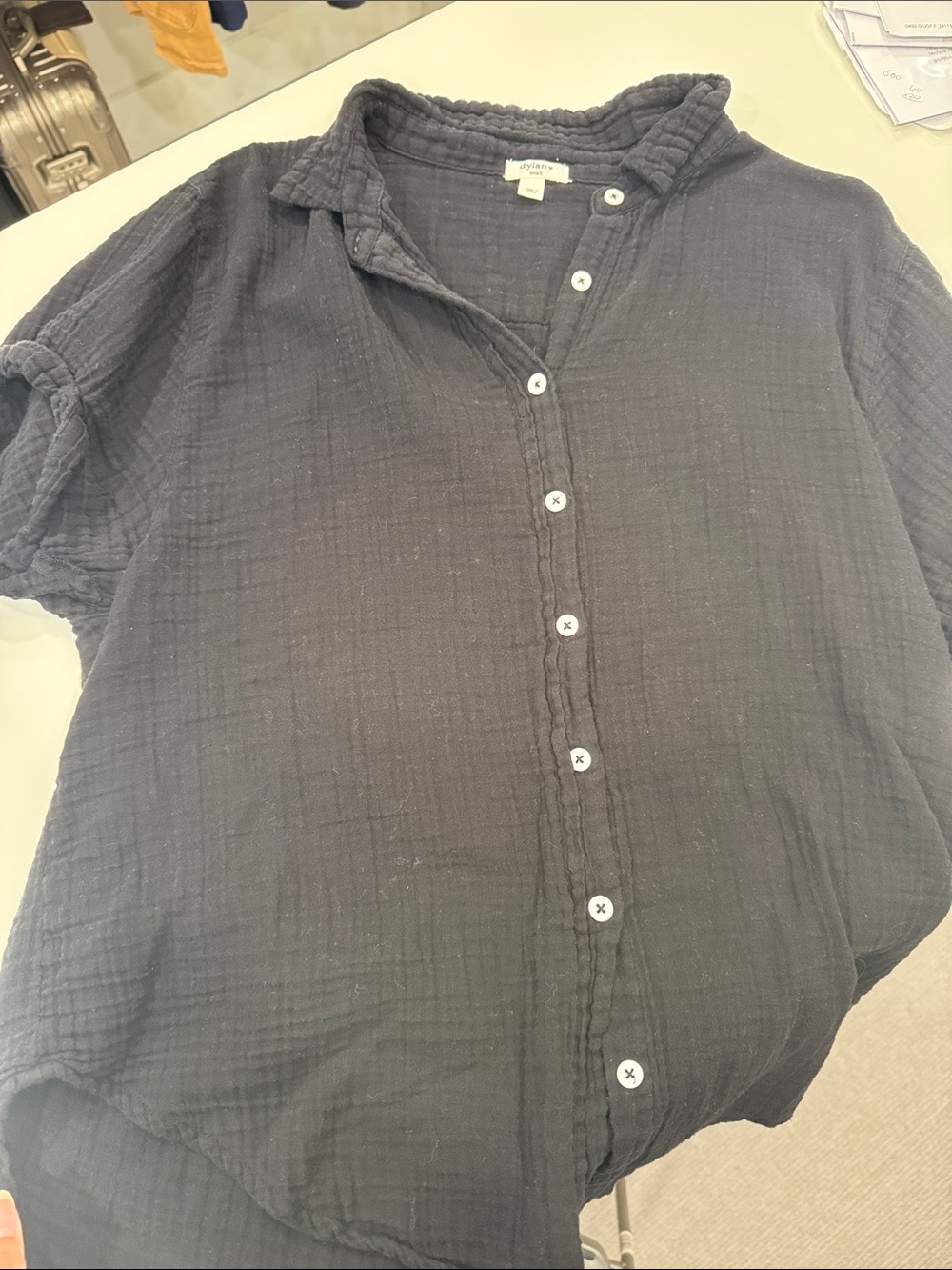 dylan Black Textured Cotton Button-Down Shirt